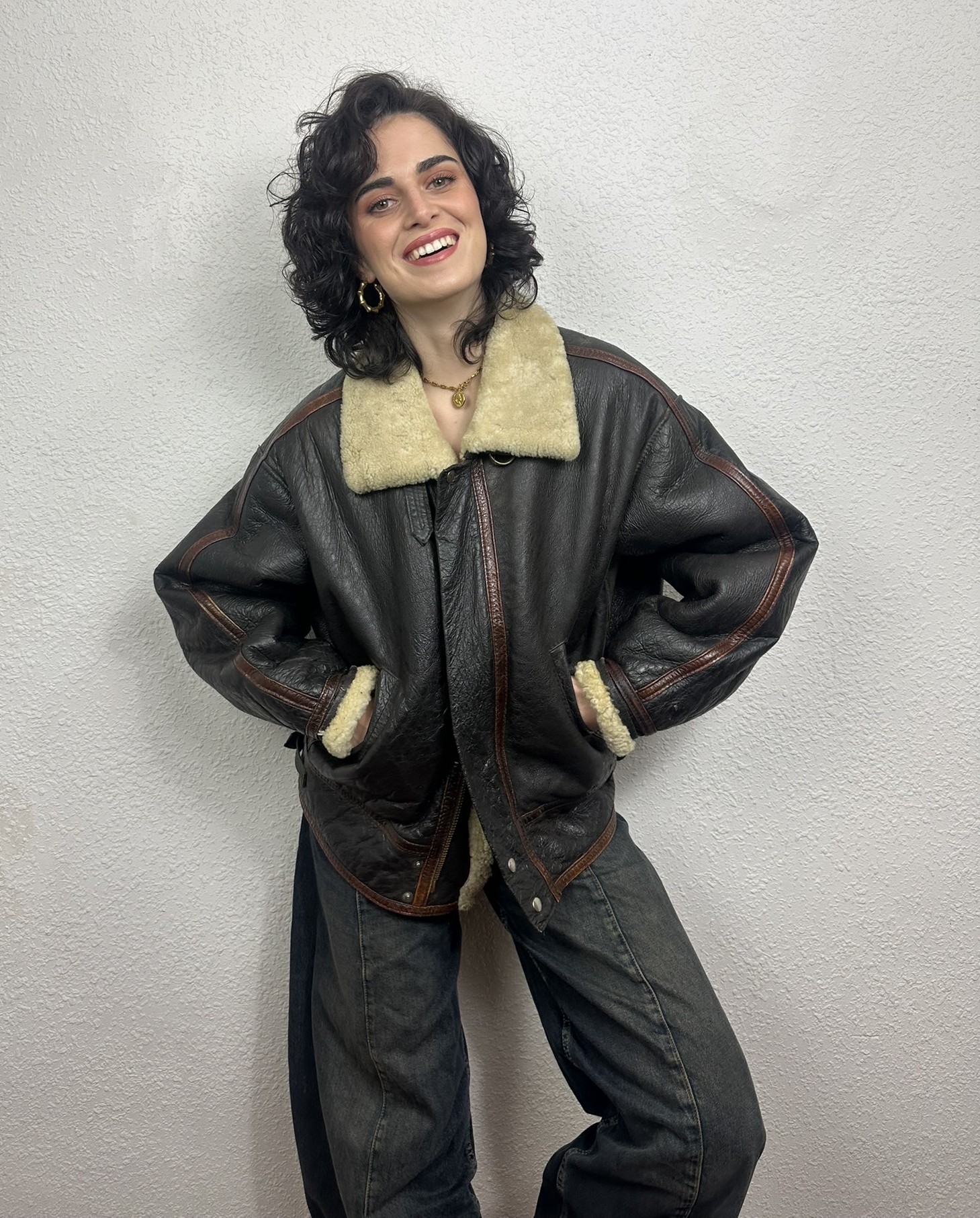 Chaqueta Shearling Marrón